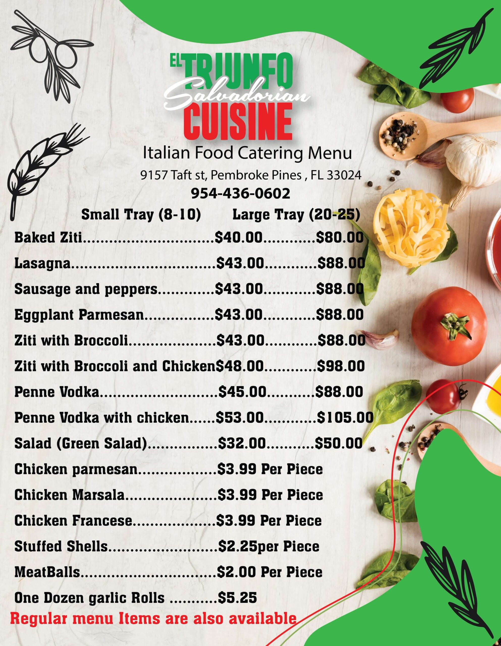 Catering menu